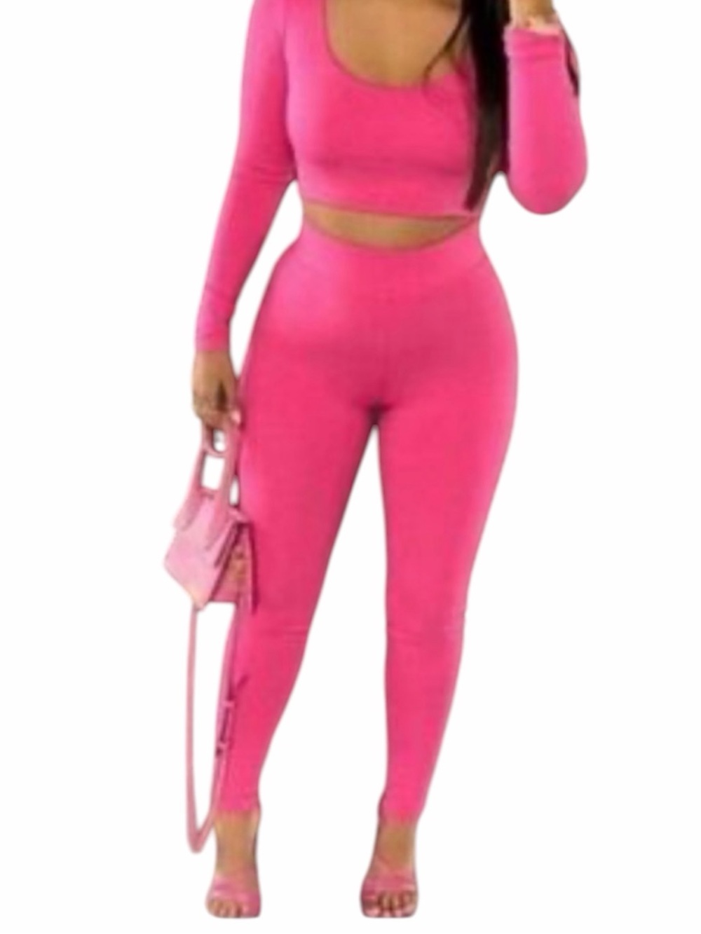 Naked Wardrobe High Waist Leggings Pink Raspberry Pull On Full Length Size S NWT